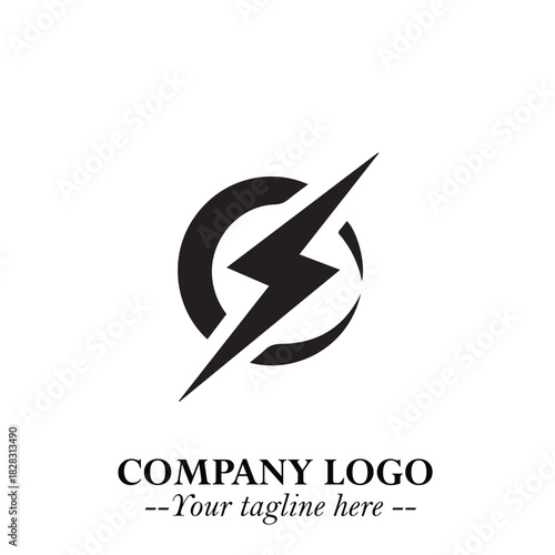Sleek Electrical Logo Symbol on a Clean White Background for Modern Branding Design Elements Art