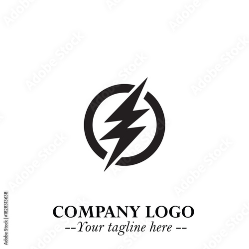 Sleek Electrical Logo Symbol on a Clean White Background for Modern Branding Design Elements Art