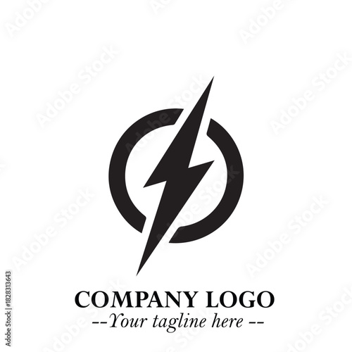 Sleek Electrical Logo Symbol on a Clean White Background for Modern Branding Design Elements Art