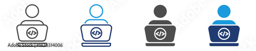 computer programming icon set multiple style