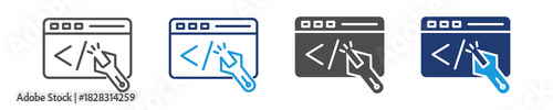 code maintenance icon set multiple style