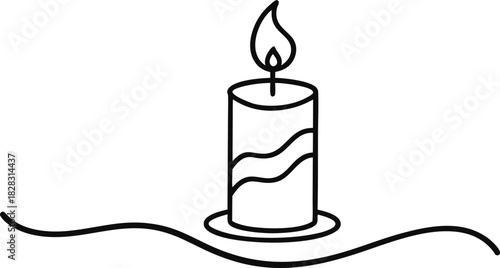 Simple line drawing of a lit candle with a flame
