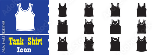 Set of Tank Shirt icon, Tank Shirt Black vector collection