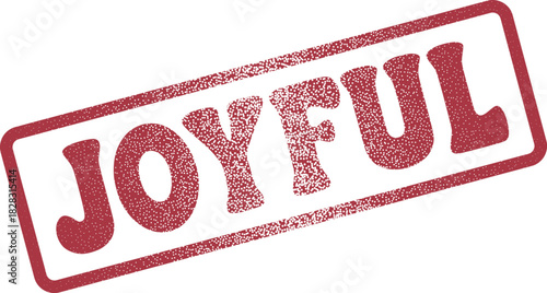 Uplifting Grungy Joyful Word Stamp Imprint Expressing Happiness, Delight, and Positive Enthusiasm
