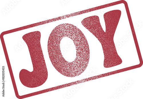 Uplifting Grungy Joy Word Stamp Imprint Radiating Happiness, Pleasure, and Positive Emotions