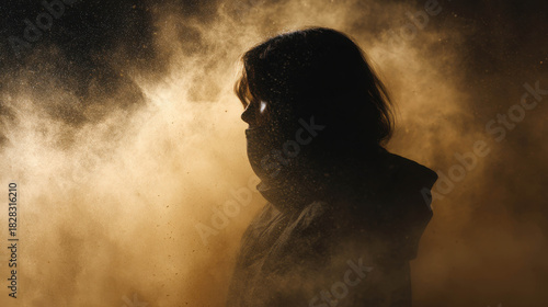 Wallpaper Mural Silhouette of a Human Figure Surrounded by Fine Art Dust in Atmospheric Lighting Creating a Unique Portrait Experience Torontodigital.ca