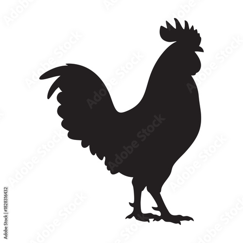 Black Rooster Silhouette Vector Illustration