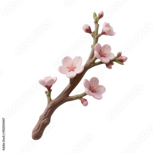 桜の枝の花瓶に活けられたピンクの花