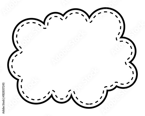 シンプルな点線付き吹き出し　雲形