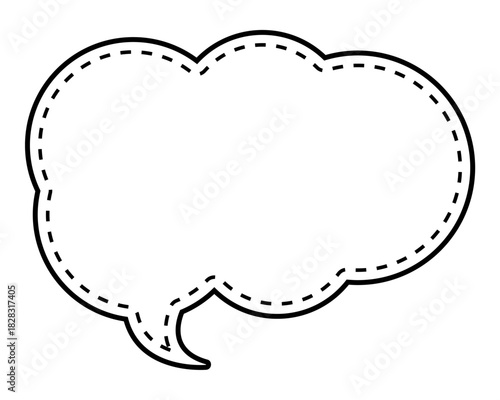 シンプルな点線付き吹き出し　雲形