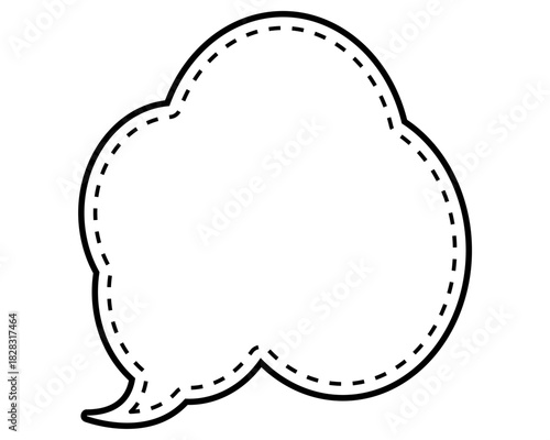 シンプルな点線付き吹き出し　雲形