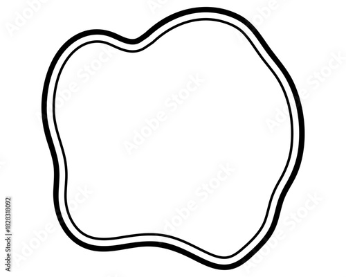 シンプルな二重線の吹き出し　柔らかい線の雲形