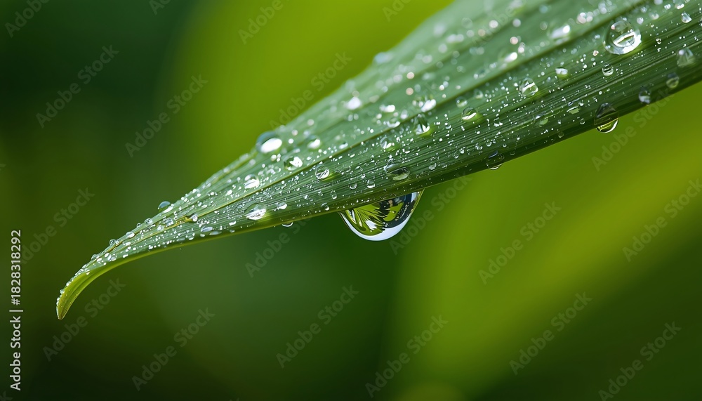 Obraz premium Tilted Macro: Leaf Edge & Dew Drop