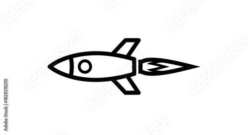 Vector illustration of a minimalist rocket ship icon on white background  isolated