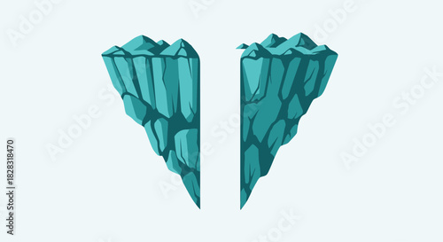 Stylized illustration showcasing two opposing cliff formations with a minimalistic design