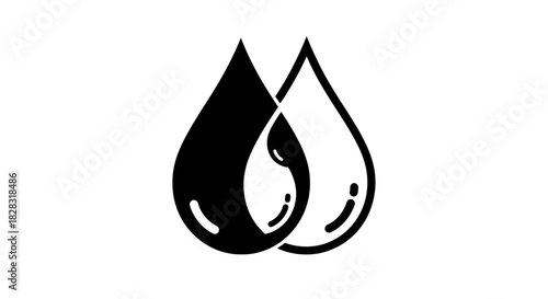 Stylized illustration of interconnected water droplets symbolizing unity and contrast