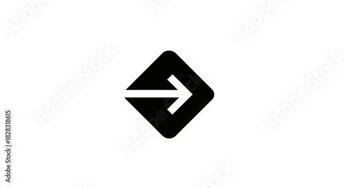Sleek black arrow icon pointing right within rounded rhombus shape minimalistic design
