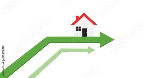 Real estate market growth illustration showing rising property values and investments
