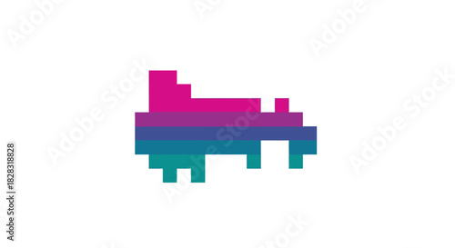 Pixel art inline roller skates, retro style, colorful roller skates isolated on a white backdrop,