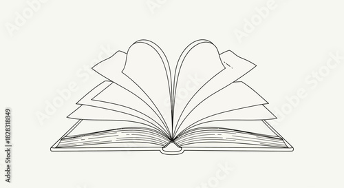 Open book illustration showcasing knowledge, literature, and the power of reading