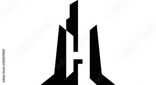 Minimalist logo design with abstract letter H and architectural elements for modern branding