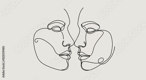 Minimalist line art faces depicting intimacy and connection in a simple style