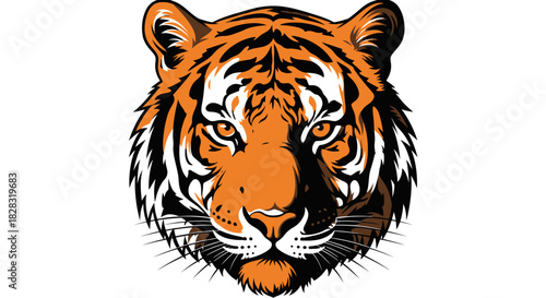 Majestic Tiger Face: A Detailed Vector Illustration of a Wild Animal Portrait
