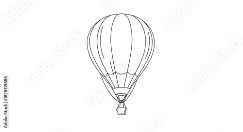 Line drawing of a hot air balloon perfect for coloring pages or educational materials