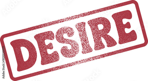 Classic Red Textured Desire Word Stamp Graphic for Expressing Strong Aspirations