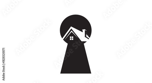 House and Home Keyhole Design Concept Representing Security and Access to Real Estate Property
