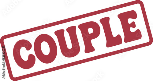 Couple word distressed rubber stamp representing two people united in partnership