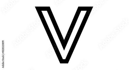 Elegant Letter V Design with Black Outline on White Background Simple and Modern Initial
