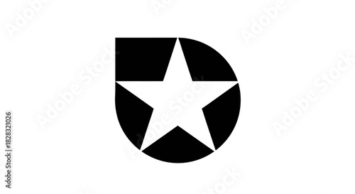 Elegant black and white logo design featuring a star within a stylized letter D emblem