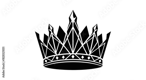 Elegant black and white crown illustration symbolizing royalty and power emblem