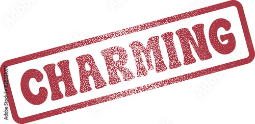 Red Charming Rubber Stamp Style Text Graphic for Expressive Visual Communications