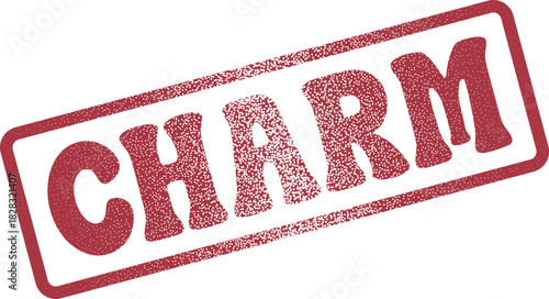 Red Charm Rubber Stamp Styled Word Element for Engaging Visual Content