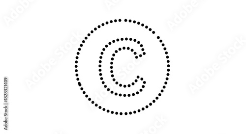 Copyright symbol illustrated with dots on a white background for intellectual property usage and
