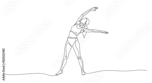 Continuous line drawing of a woman in a yoga pose perfect for wellness content