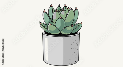 Charming succulent illustration in a concrete pot, perfect for modern decor projects