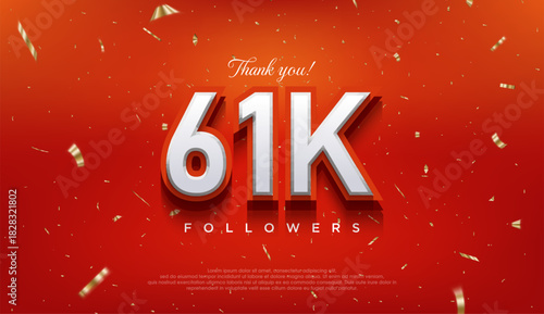 Elegant number to thank 61k followers, the latest premium vector design.