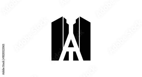 Abstract representation of architecture combined with letter A in minimalist style