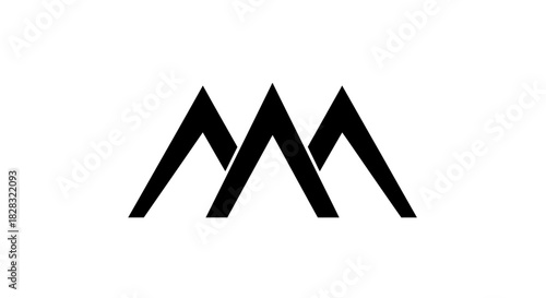 Abstract mountain range logo design with minimalist geometric peaks for branding