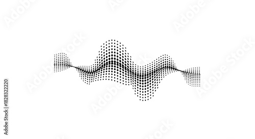 Abstract halftone pattern design with dynamic curved lines and dot composition that conveys a