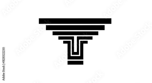 Abstract geometric letter T design with horizontal lines for modern logo concept