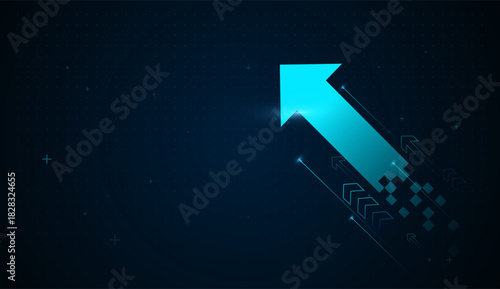 The directed backward arrows emerges from digital blocks, representing financial expansion through technology. vector illustration