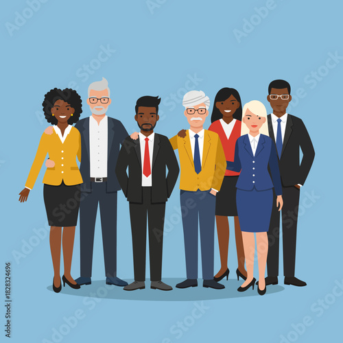 Diverse Group of Business Professionals Standing Together in Unity.