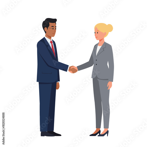 Professional Business People Shaking Hands in Agreement.