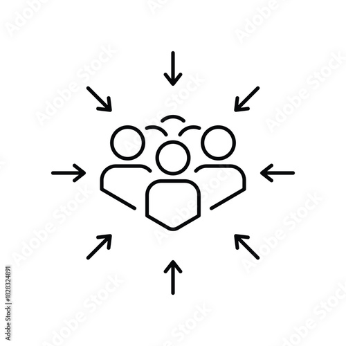 point gather people icon vector, sign place evacuation, thin line symbol on white background