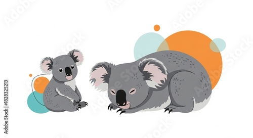 Adorable koala family napping together, perfect for children's books or educational resources about Australian wildlife and conservation efforts
