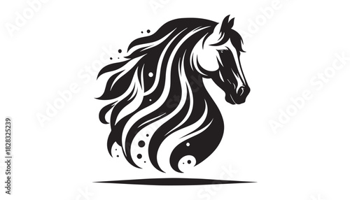 black color horse animal silhouette vector illustration, solid white background